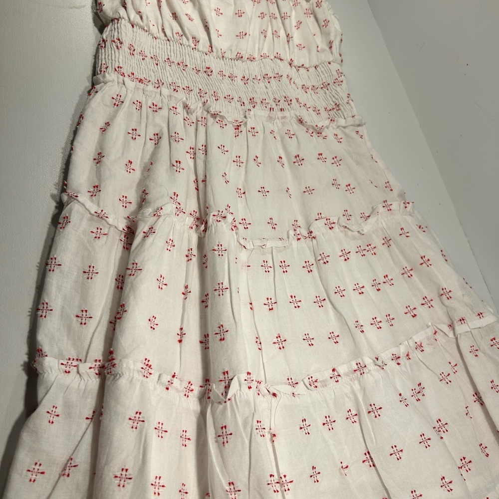 Jessica Simpson White Red Embroidered Tiered Sundress S Cotton